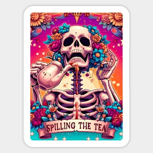 "Spilling the Tea" Skeleton Tarot Card Sticker
